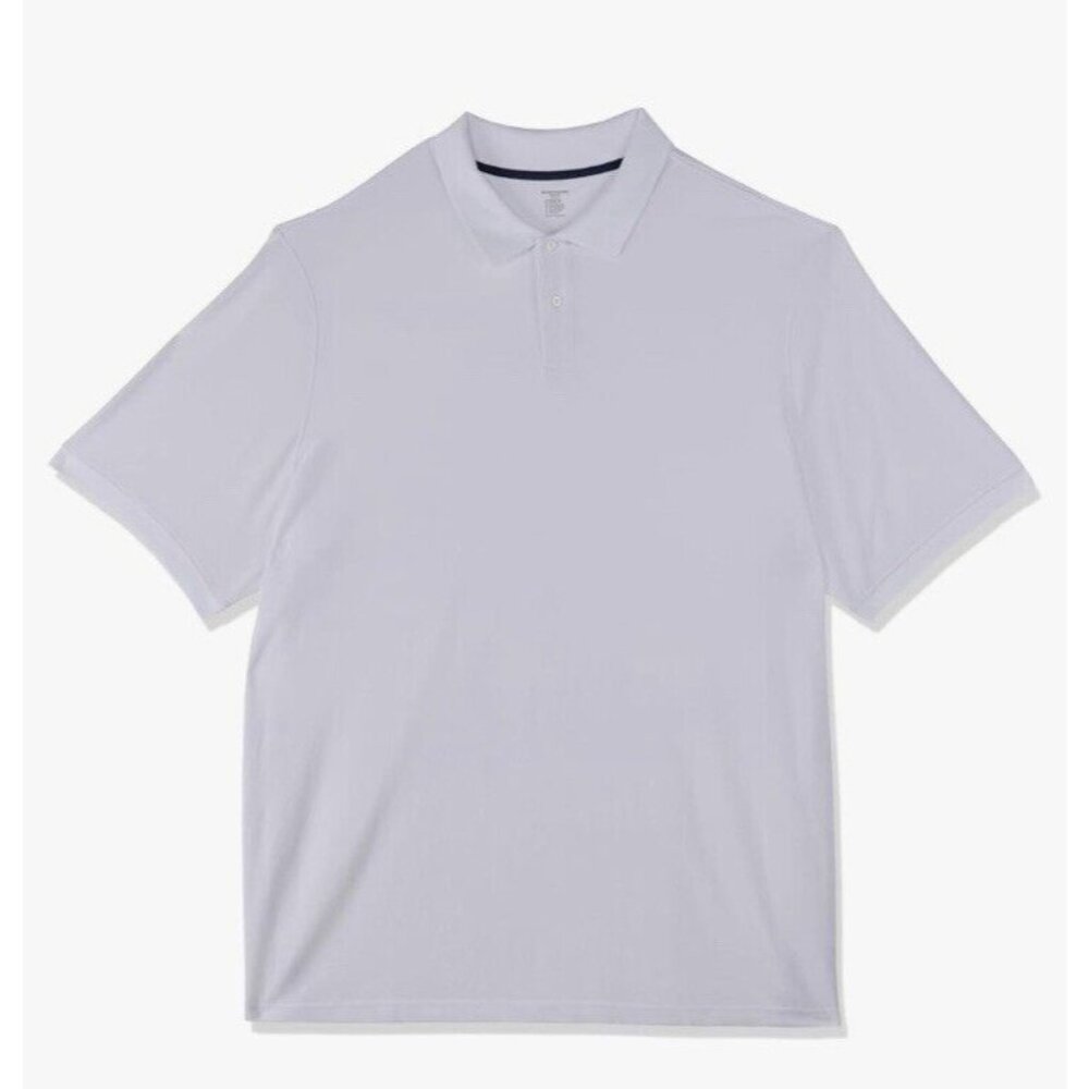 Men's White Polo Shirt 4XL Collared Big and Tall Pique Golf T-Shirt Top, New Tag